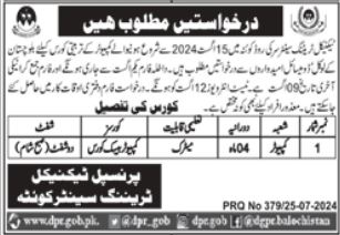 Computer Course Jobs 2024 In Technical Training Center Quetta